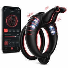 Load image into Gallery viewer, Doppelter Cockring Penistrainer Vibrator mit 10 Kraftvollen Vibrationsmodi