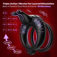 Load image into Gallery viewer, Doppelter Cockring Penistrainer Vibrator mit 10 Kraftvollen Vibrationsmodi