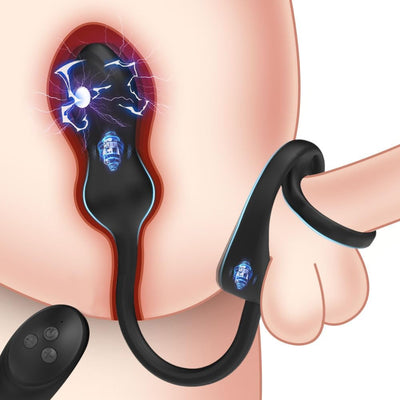 NEU Elektroshock Analvibratoren für Mann mit 10 Vibrations 3 Elektroschockmodi Prostata Stimulation Männer Penis Ring Vibrator Analplug Sexspielzeug für Männer Paare Extrem