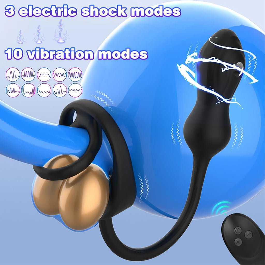 NEU Elektroshock Analvibratoren für Mann mit 10 Vibrations 3 Elektroschockmodi Prostata Stimulation Männer Penis Ring Vibrator Analplug Sexspielzeug für Männer Paare Extrem